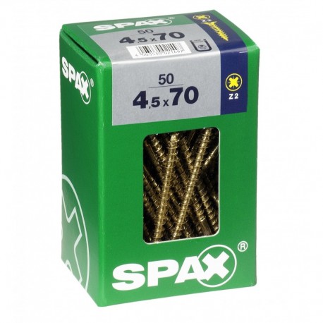 Lot de 50 vis acier tęte fraisée pozidriv SPAX, Diam.4.5 mm x L.70 mm