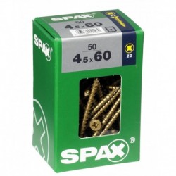 Lot de 50 vis acier tęte fraisée pozidriv SPAX, Diam.4.5 mm x L.60 mm
