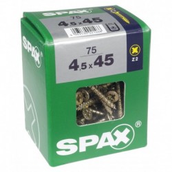 Lot de 75 vis acier tęte fraisée pozidriv SPAX, Diam.4.5 mm x L.45 mm