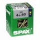 Lot de 100 vis acier tęte fraisée pozidriv SPAX, Diam.4.5 mm x L.40 mm
