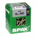 Lot de 100 vis acier tęte fraisée pozidriv SPAX, Diam.4.5 mm x L.40 mm