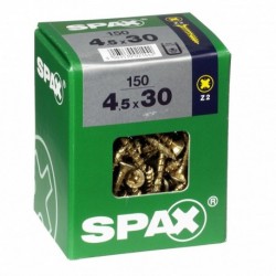 Lot de 150 vis acier tęte fraisée pozidriv SPAX, Diam.4.5 mm x L.30 mm