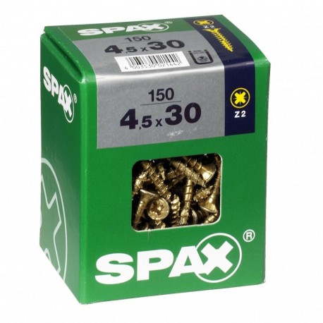 Lot de 150 vis acier tęte fraisée pozidriv SPAX, Diam.4.5 mm x L.30 mm
