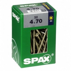 Lot de 50 vis acier tęte fraisée pozidriv SPAX, Diam.4 mm x L.70 mm