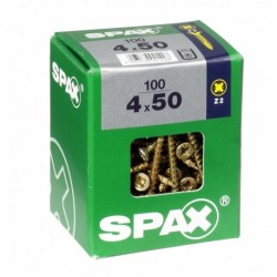 Lot de 100 vis acier tęte fraisée pozidriv SPAX, Diam.4 mm x L.50 mm