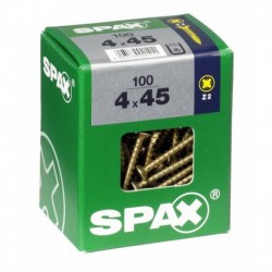 Lot de 100 vis acier tęte fraisée pozidriv SPAX, Diam.4 mm x L.45 mm