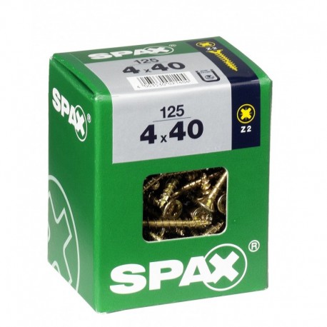 Lot de 125 vis acier tęte fraisée pozidriv SPAX, Diam.4 mm x L.40 mm