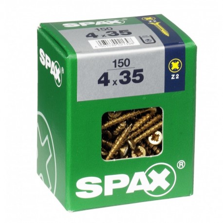 Lot de 150 vis acier tęte fraisée pozidriv SPAX, Diam.4 mm x L.35 mm