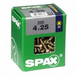 Lot de 200 vis acier tęte fraisée pozidriv SPAX, Diam.4 mm x L.25 mm