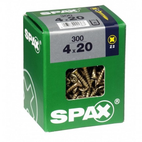 Lot de 300 vis acier tęte fraisée pozidriv SPAX TF pz 4x20 YELLOX