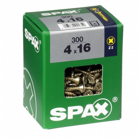 Lot de 300 vis acier tęte fraisée pozidriv SPAX, Diam.4 mm x L.16 mm