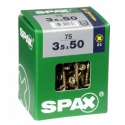 Lot de 75 vis acier tęte fraisée pozidriv SPAX, Diam.3.5 mm x L.50 mm