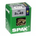 Lot de 100 vis acier tęte fraisée pozidriv SPAX, Diam.3.5 mm x L.45 mm