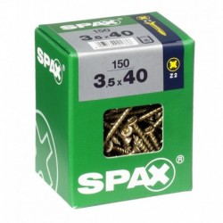 Lot de 150 vis acier tęte fraisée pozidriv SPAX, Diam.3.5 mm x L.40 mm