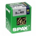 Lot de 150 vis acier tęte fraisée pozidriv SPAX, Diam.3.5 mm x L.40 mm