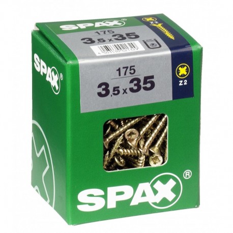 Lot de 175 vis acier tęte fraisée pozidriv SPAX, Diam.3.5 mm x L.35 mm