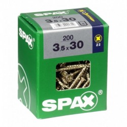 Lot de 200 vis acier tęte fraisée pozidriv SPAX, Diam.3.5 mm x L.30 mm