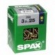 Lot de 250 vis acier tęte fraisée pozidriv SPAX, Diam.3.5 mm x L.25 mm