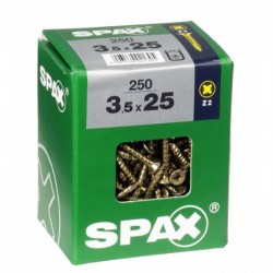 Lot de 250 vis acier tęte fraisée pozidriv SPAX, Diam.3.5 mm x L.25 mm