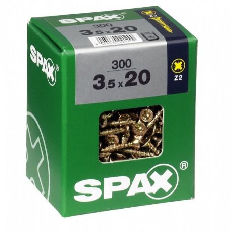 Lot de 300 vis acier tęte fraisée pozidriv SPAX, Diam.3.5 mm x L.20 mm