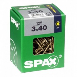 Lot de 125 vis acier tęte fraisée pozidriv SPAX, Diam.3 mm x L.40 mm