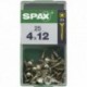 Lot de 25 vis acier tęte cylindrique bombée pozidriv SPAX, Diam.4 mm x L.12 mm