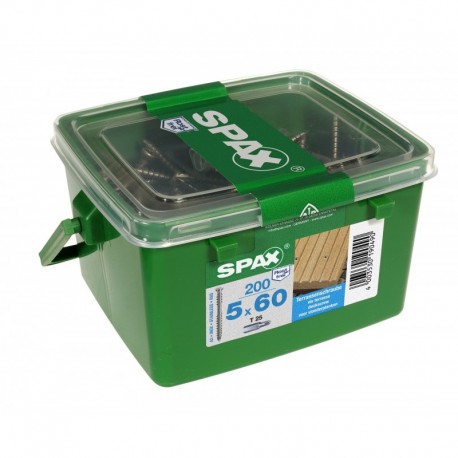 Lot de 200 vis terrasse inox tęte cylindrique torx SPAX, Diam.5 mm x L.60 mm