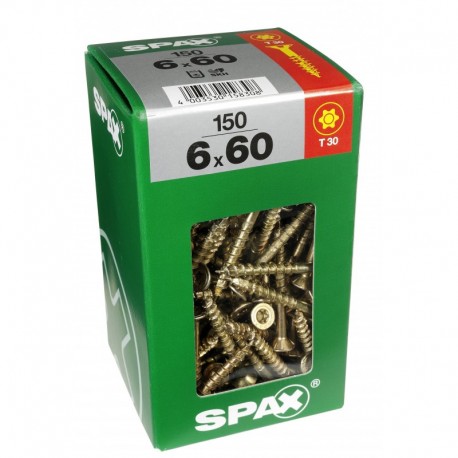 Lot de 150 vis acier tęte fraisée torx SPAX, Diam.6 mm x L.60 mm