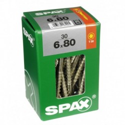 Lot de 30 vis acier tęte fraisée torx SPAX, Diam.6 mm x L.80 mm