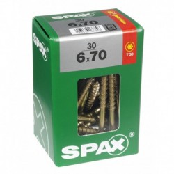 Lot de 30 vis acier tęte fraisée torx SPAX, Diam.6 mm x L.70 mm