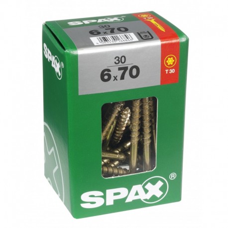 Lot de 30 vis acier tęte fraisée torx SPAX, Diam.6 mm x L.70 mm