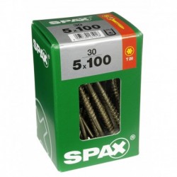 Lot de 30 vis acier tęte fraisée torx SPAX, Diam.5 mm x L.100 mm