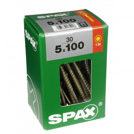 Lot de 30 vis acier tęte fraisée torx SPAX, Diam.5 mm x L.100 mm