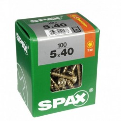 Lot de 100 vis acier tęte fraisée torx SPAX, Diam.5 mm x L.40 mm