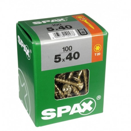 Lot de 100 vis acier tęte fraisée torx SPAX, Diam.5 mm x L.40 mm