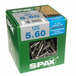 Lot de 125 vis terrasse inox tęte cylindrique torx SPAX, Diam.5 mm x L.60 mm
