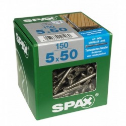 Lot de 150 vis terrasse inox tęte cylindrique SPAX, Diam.5 mm x L.50 mm