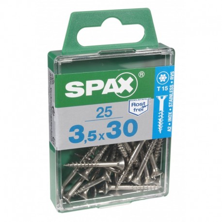 Lot de 25 vis inox tęte fraisée torx SPAX, Diam.3.5 mm x L.30 mm