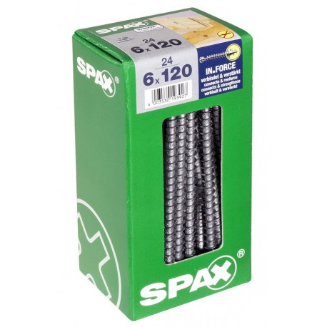 Lot de 24 vis acier tęte cylindrique SPAX, Diam.6 mm x L.120 mm