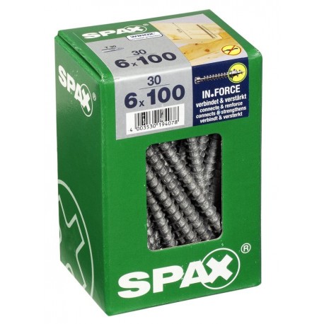 Lot de 20 vis acier tęte cylindrique SPAX, Diam.6 mm x L.140 mm