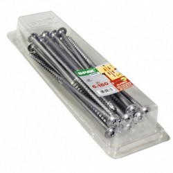 Lot de 20 vis acier tęte fraisée bombée torx SPAX, Diam.6 mm x L.160 mm