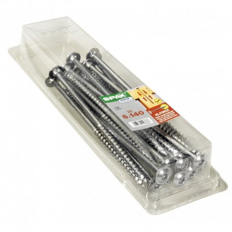 Lot de 20 vis acier tęte fraisée bombée torx SPAX, Diam.6 mm x L.140 mm