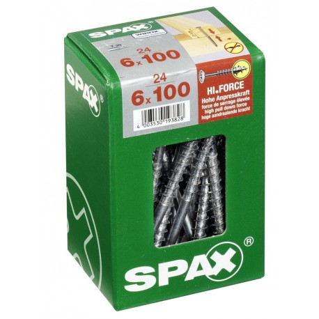 Lot de 24 vis acier tęte fraisée bombée torx SPAX, Diam.6 mm x L.100 mm