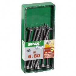 Lot de 10 vis acier tęte fraisée bombée torx SPAX, Diam.6 mm x L.80 mm