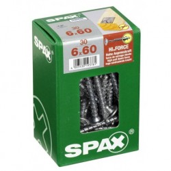 Lot de 30 vis acier tęte fraisée bombée torx SPAX, Diam.6 mm x L.60 mm