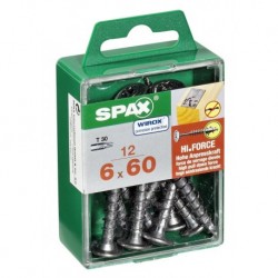 Lot de 12 vis acier tęte fraisée bombée torx SPAX, Diam.6 mm x L.60 mm
