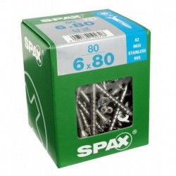 Lot de 80 vis inox tęte fraisée torx SPAX, Diam.6 mm x L.80 mm