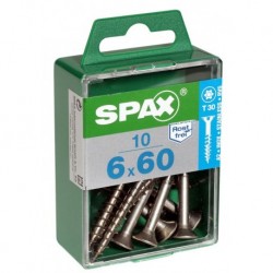 Lot de 10 vis inox tęte fraisée torx SPAX, Diam.6 mm x L.60 mm