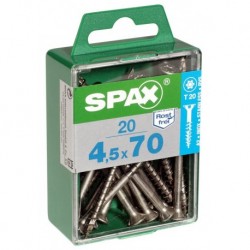 Lot de 20 vis inox tęte fraisée torx SPAX, Diam.4.5 mm x L.70 mm