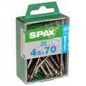 Lot de 20 vis inox tęte fraisée torx SPAX, Diam.4.5 mm x L.70 mm